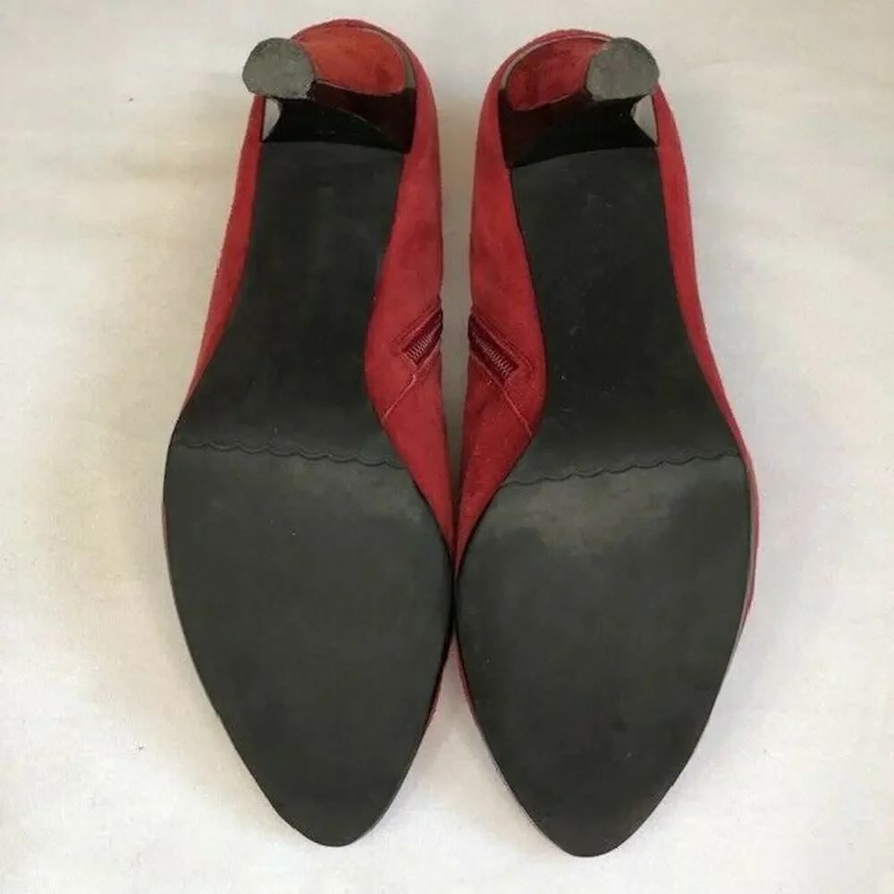 Moda faux suede red stiletto heel bootie size 10 (3.5") - Picture 2 of 6